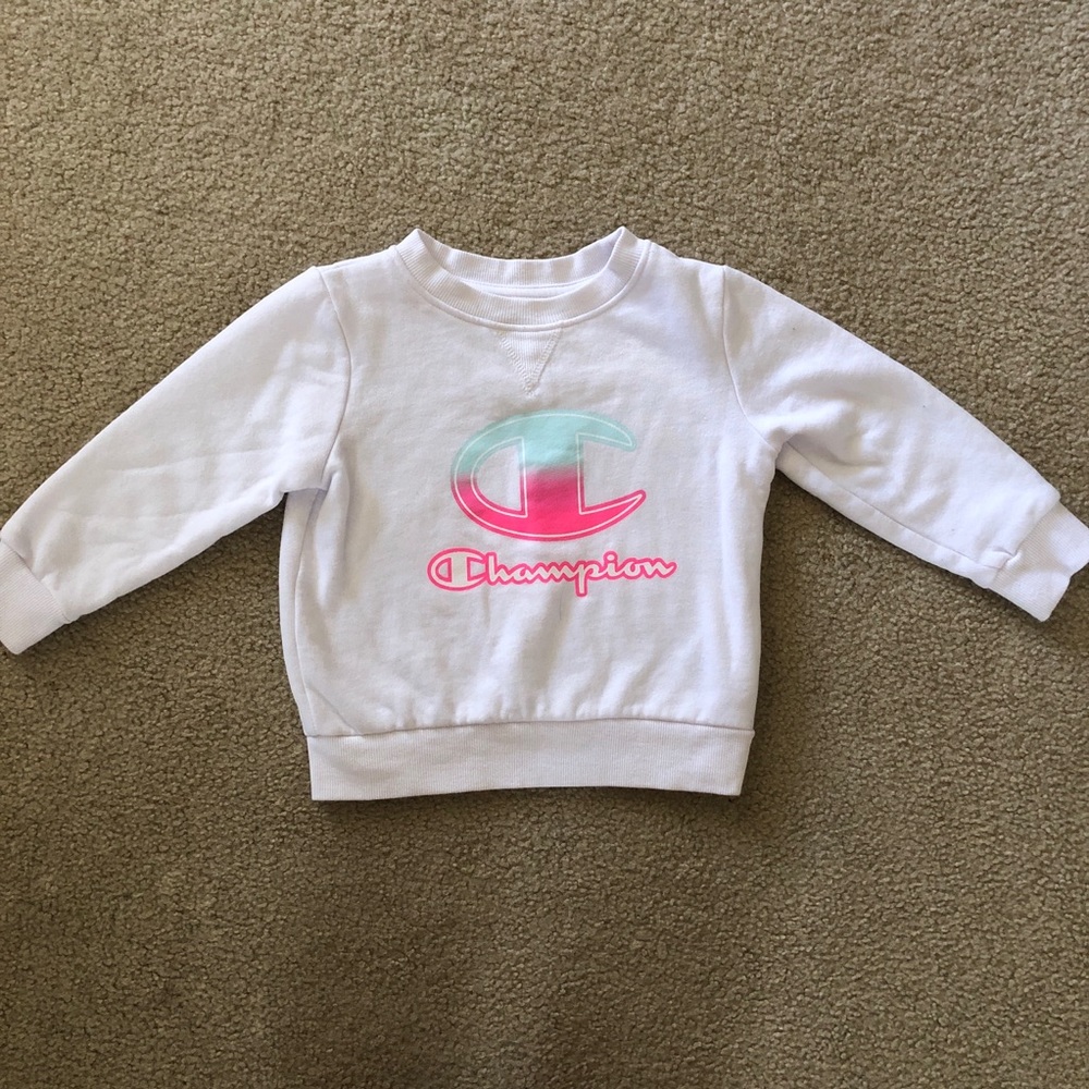Toddler Champion Logo Crewneck White Sweatshirt